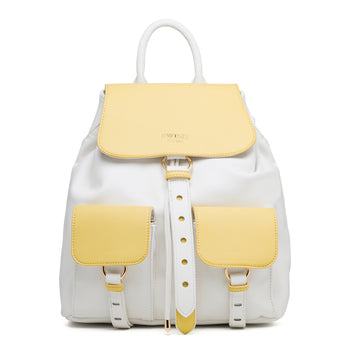 Zaino da donna bianco e giallo con tasche frontali Swish Jeans Mia, Borse e accessori Donna, SKU b515000309, Immagine 0